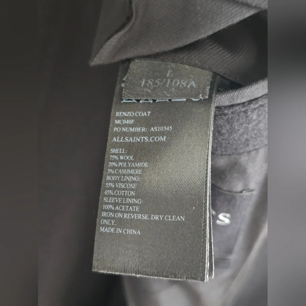 Allsaints Black Wool Coat - Picture 10 of 15